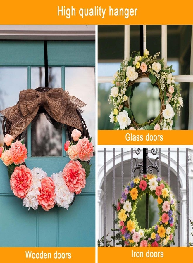 Dapute 15" Christmas Wreath Hangers for Front Door, 2 Pack Over The Door Wreath Hanger Hooks for Hanging Christmas Thanksgiving Easter Fall Spring Decoration, Door Hangers Suitable for Various Doors (Black) - Image 4